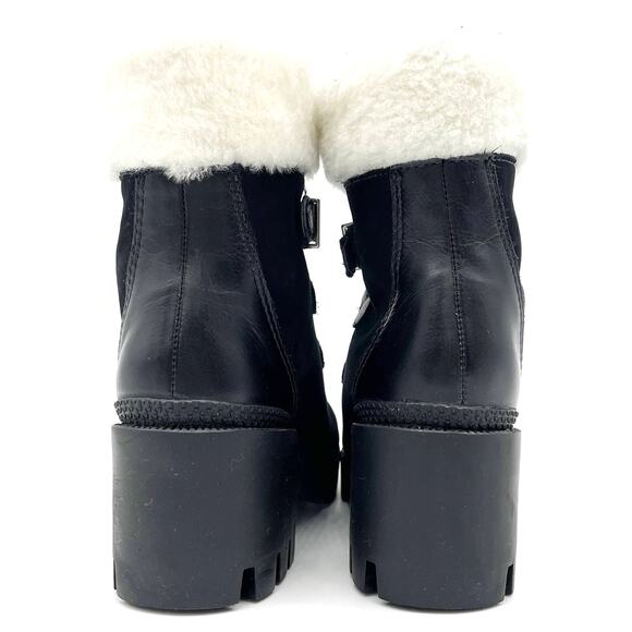 NEW Schutz Womens 6 Aretuza Black Suede & Shearling Combat Boots Waterproof - Picture 3 of 10